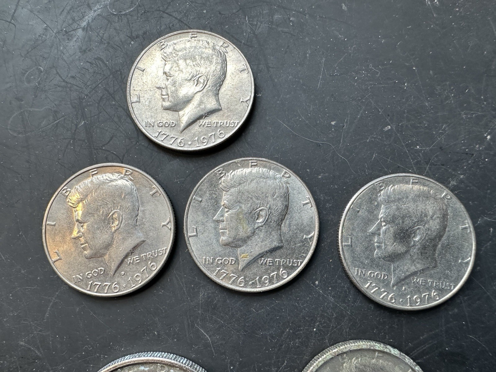 1972 Ike Dollar Pendant & 1976 JFK Half Pendant & 4 Kennedy Bicentennial Coins