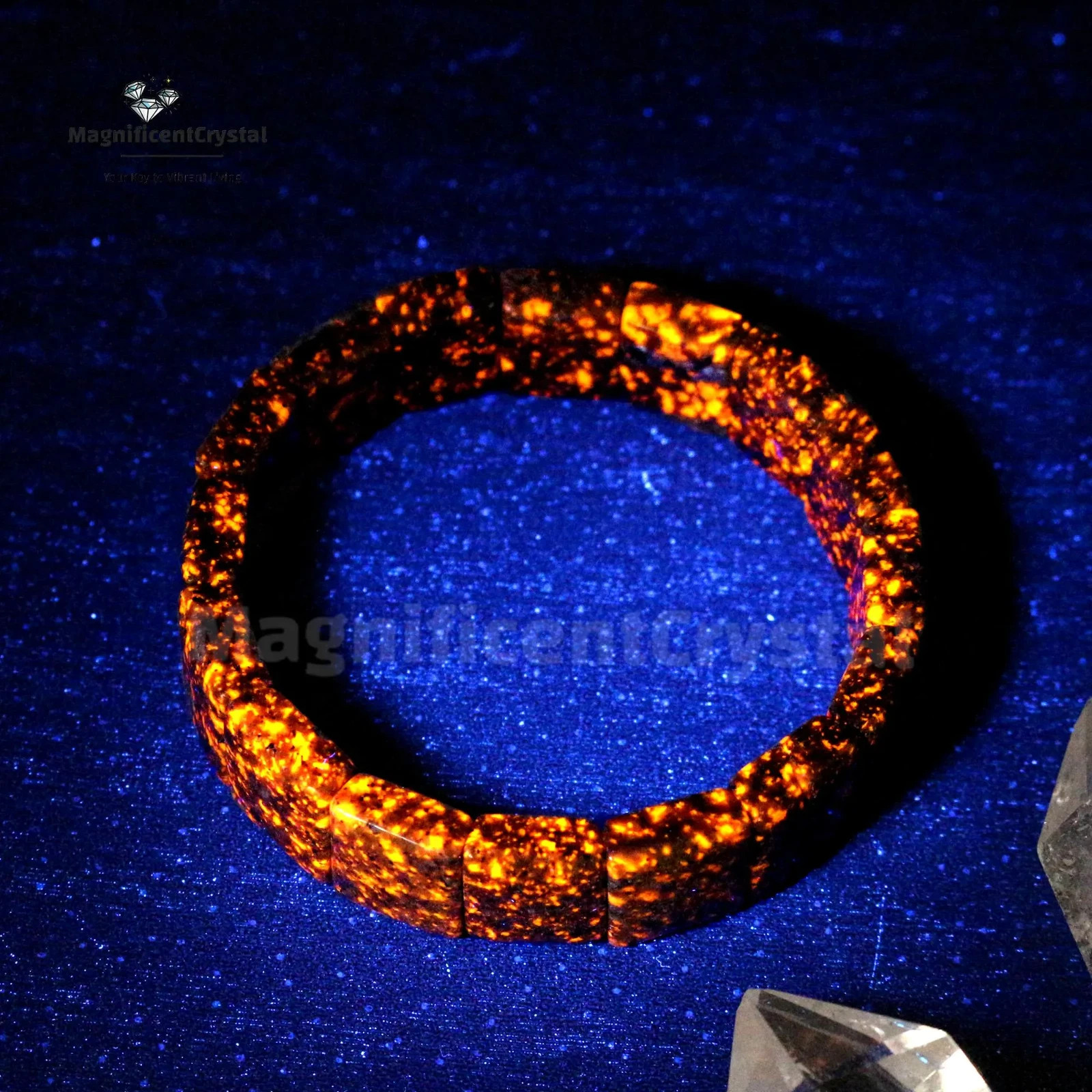 Yooperlite Stone Bracelet UV Reactive Glow Manifestation Bangle Glowing Jewelry