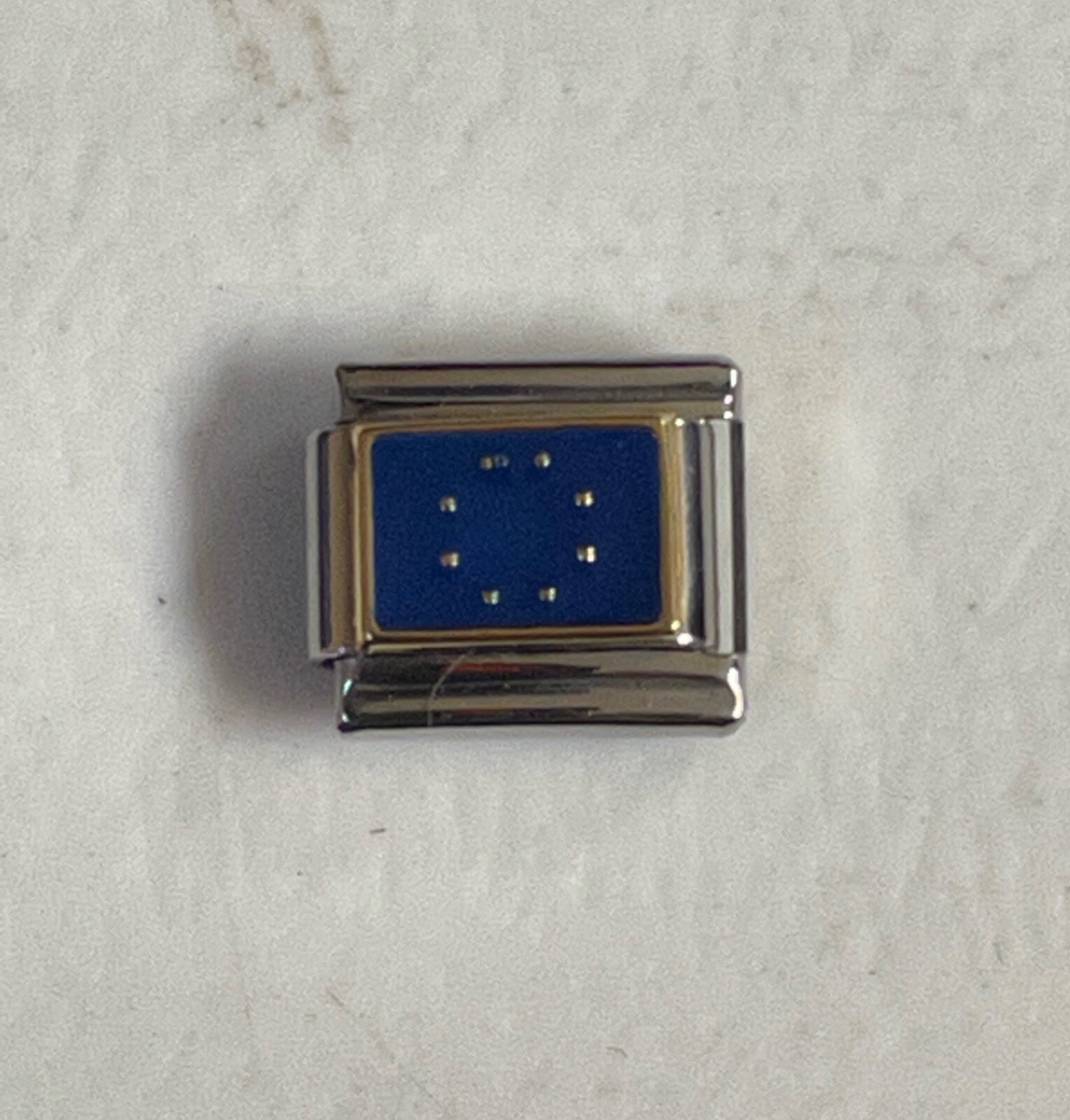 ZOPPINI FLAG EUROPE AUTHENTIC ITALIAN CHARM BRACELET LINK 9MM STAINLESS STEEL