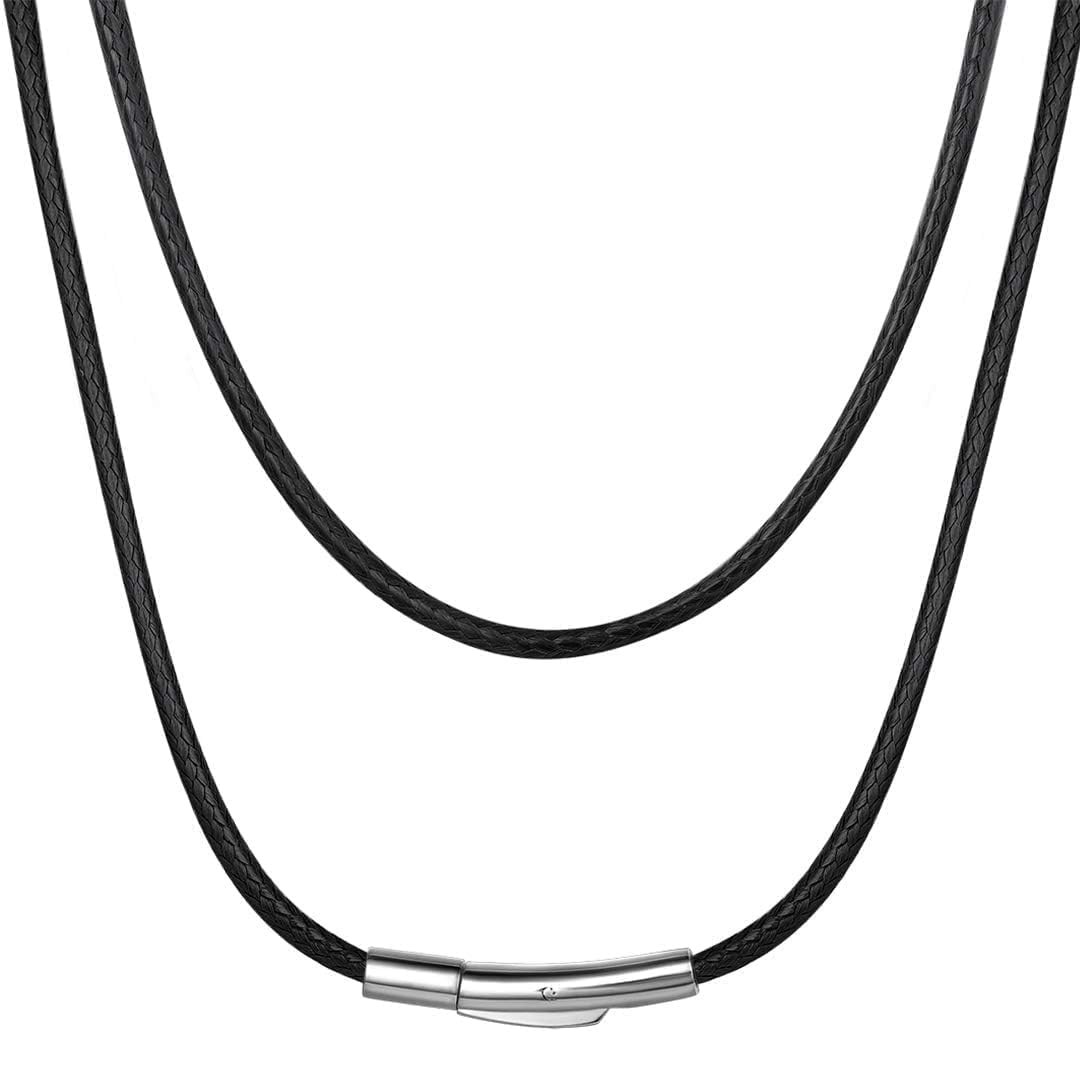 Leather Necklace Cord with Clasp, 2MM 18 Inches Black Rope Necklace for Men, …