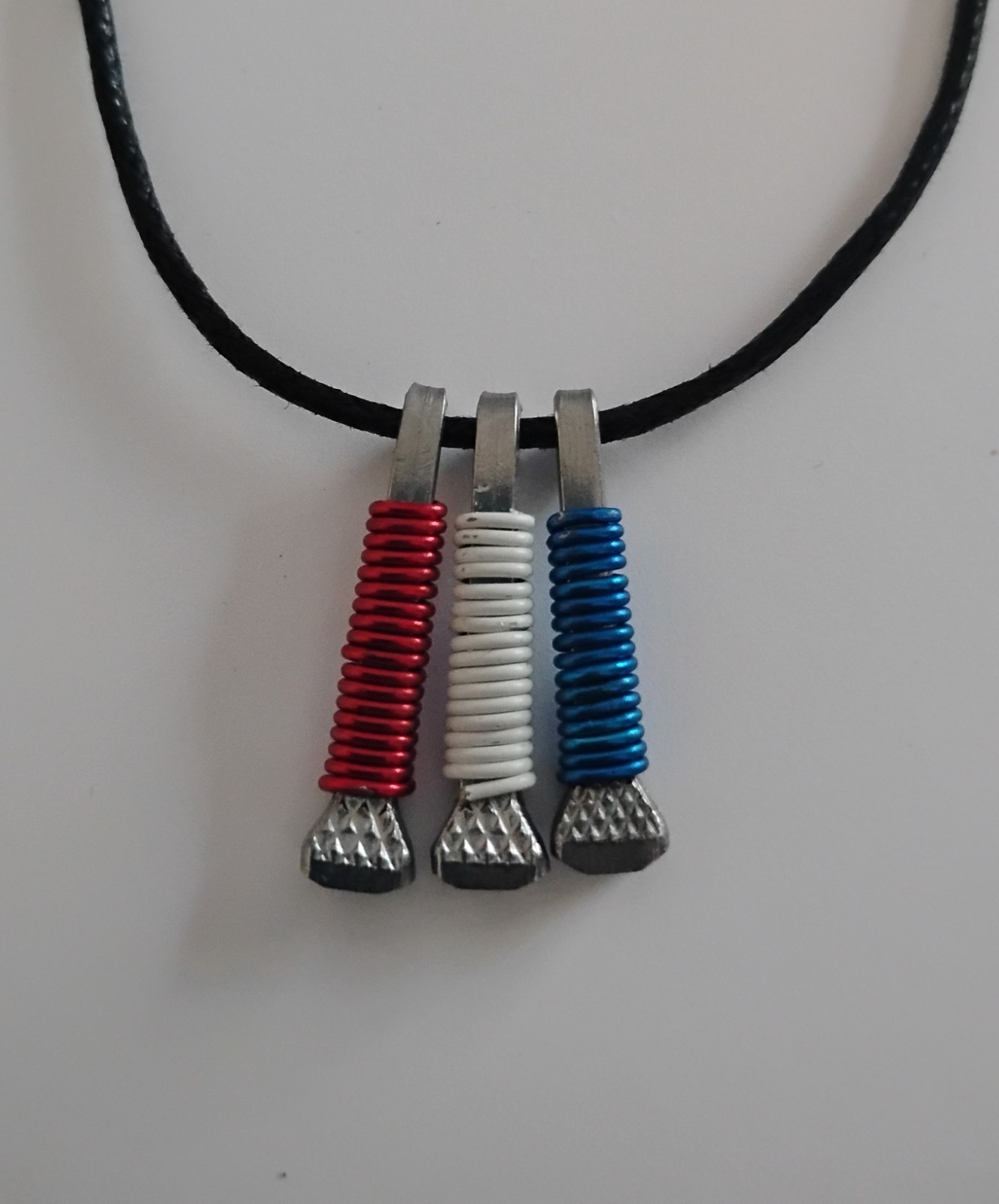 Horseshoe Nail Necklace- Red, White, And Blue (Adjustable, Western Jewelry)