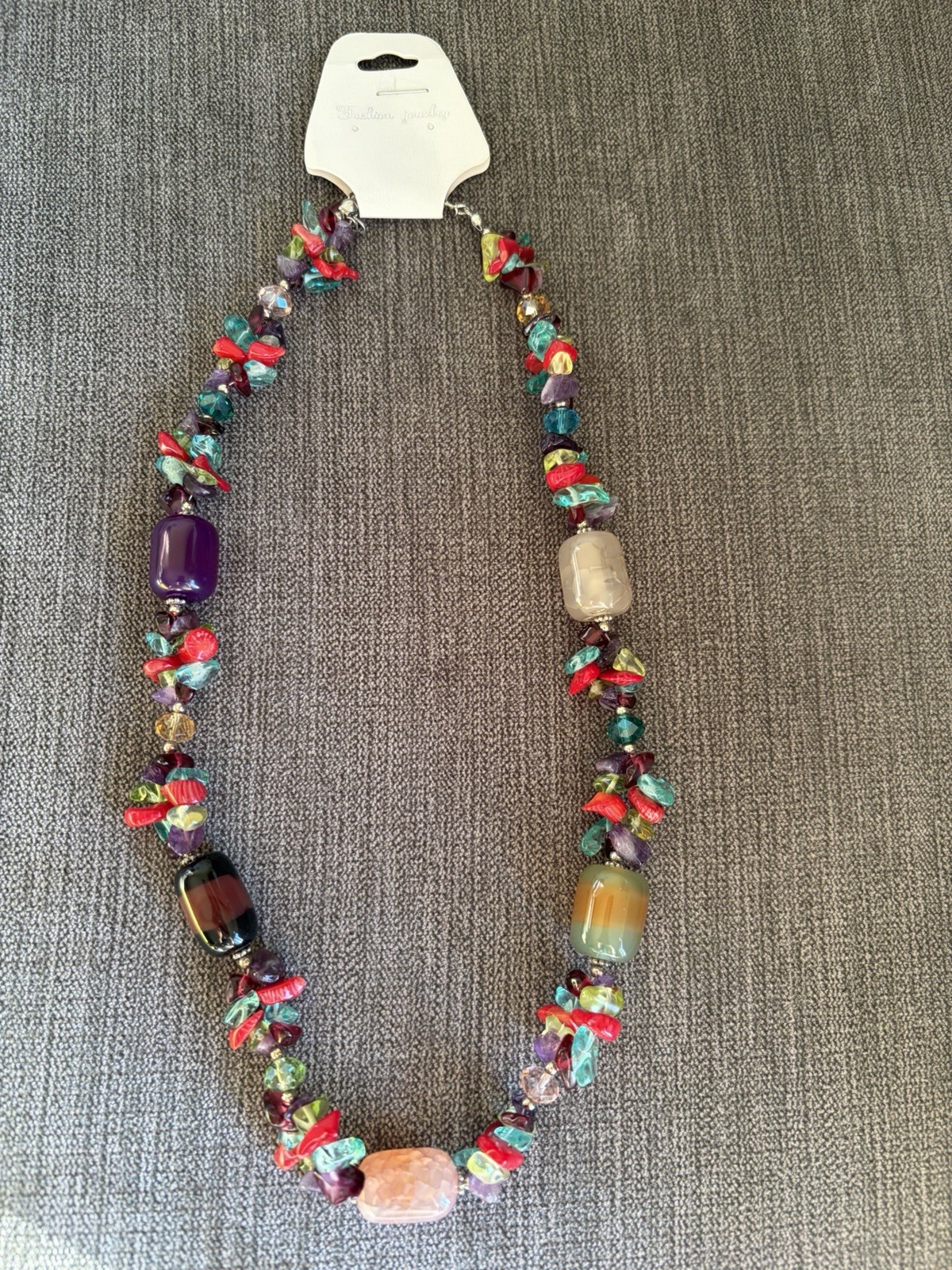 Multicoloured Beaded Necklace with Semi Precious Stones for Women
