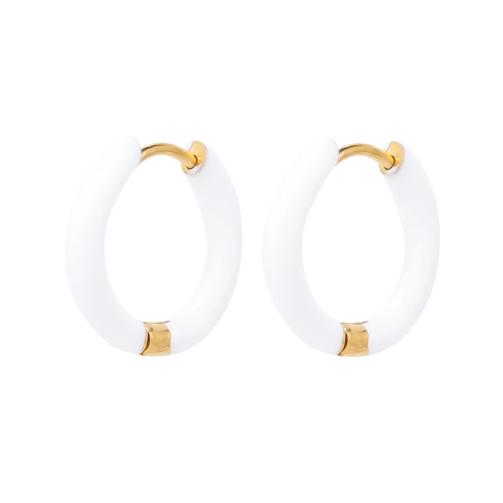 Stainless Steel Enamel Hoop Earrings Candy Color Huggie Small Kids Jewelry
