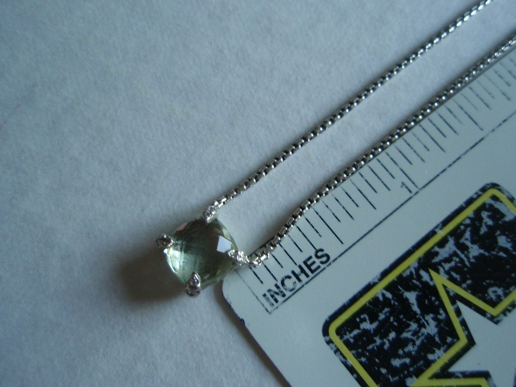 David Yurman Sterling Silver 925 Petite Chatelaine Prasiolite & Diamond Necklace