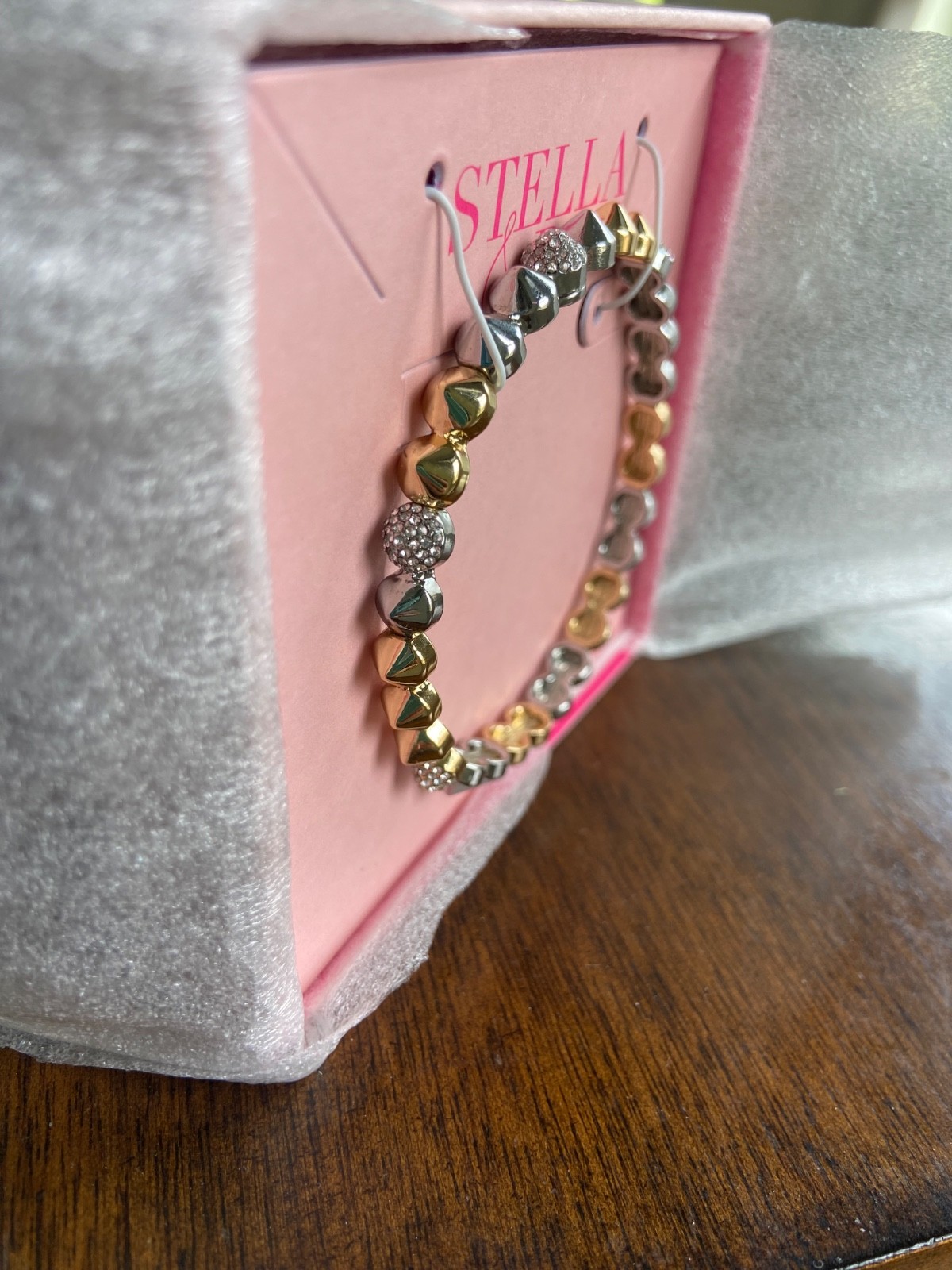NEW! Stella & Dot Renegade Chain Silver And Gold Sparkles Stretch Bracelet