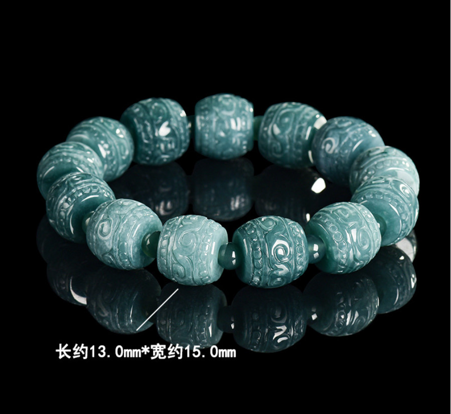 Certified Real Grade A Natural Blue Jade Jadeite Bracelet 15*13mm Beads Bangle