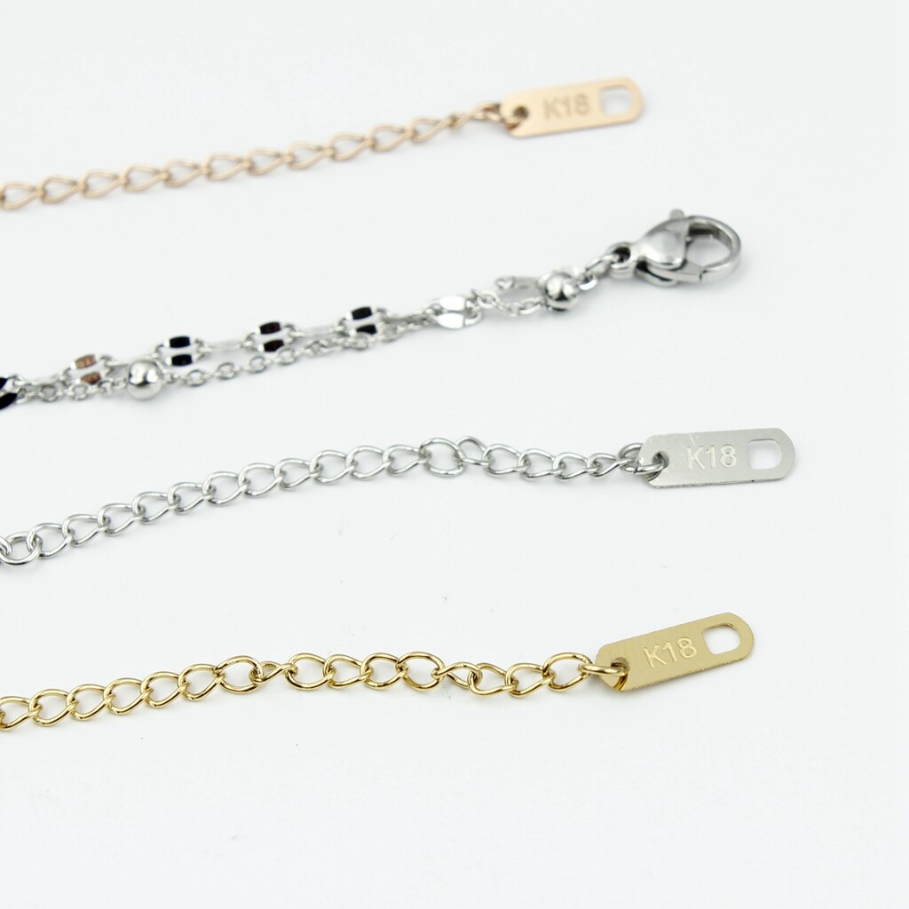 Titanium Stainless Steel Delicate Double Bead Twist Chain Anklet Bracelet 8-9.6″