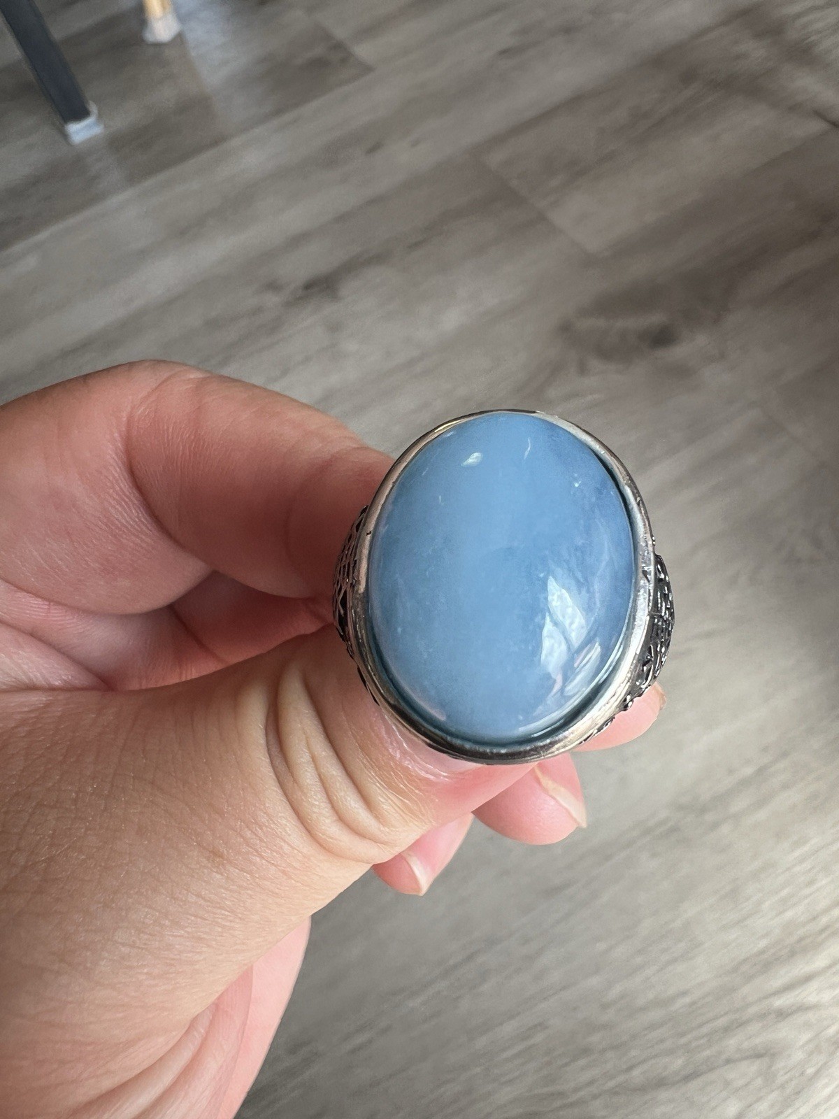 Natural Large Aquamarine Vintage Adjustable Ring