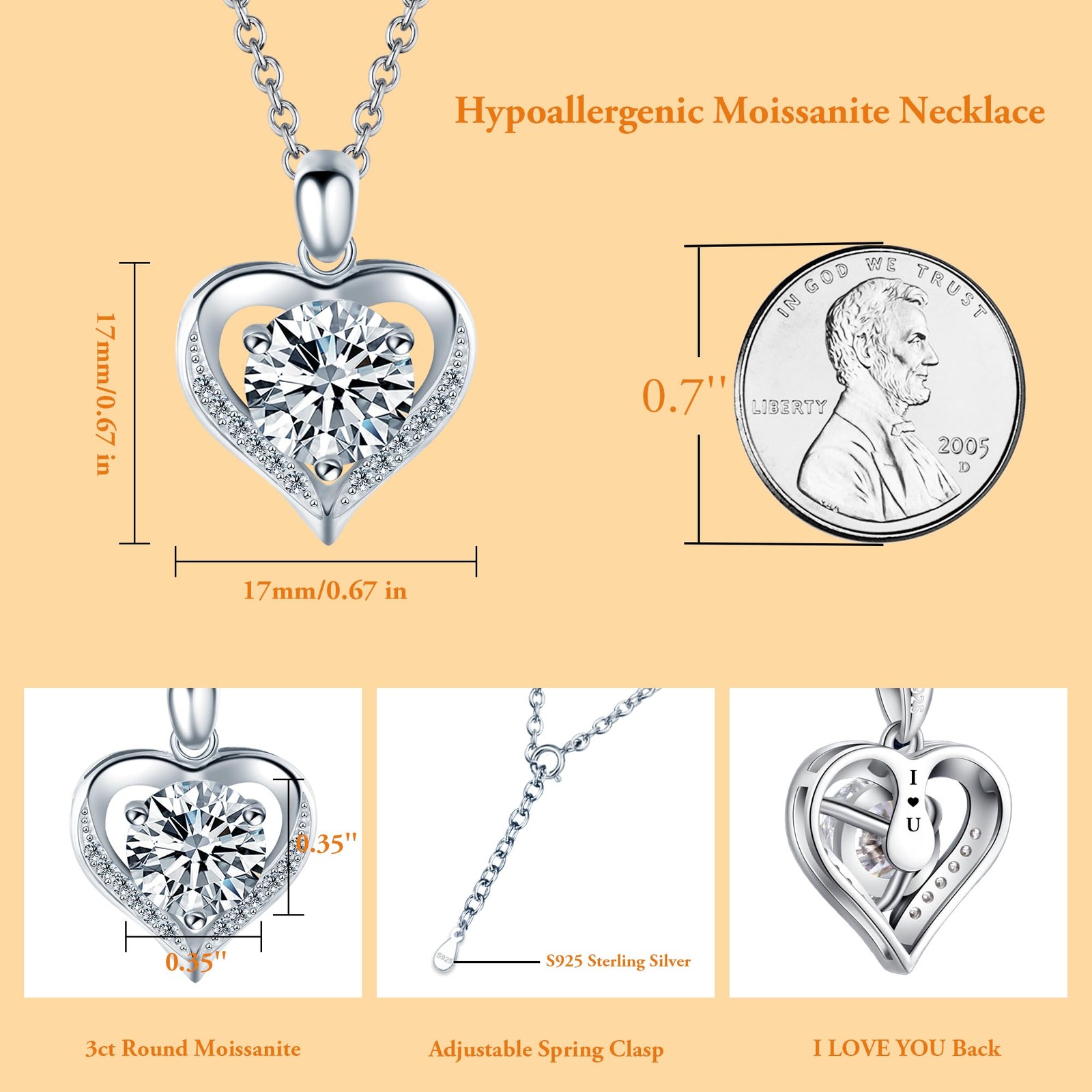 Trinckle 3 Ct Moissanite Necklace for Women, Anniversaries Gift for Wife as