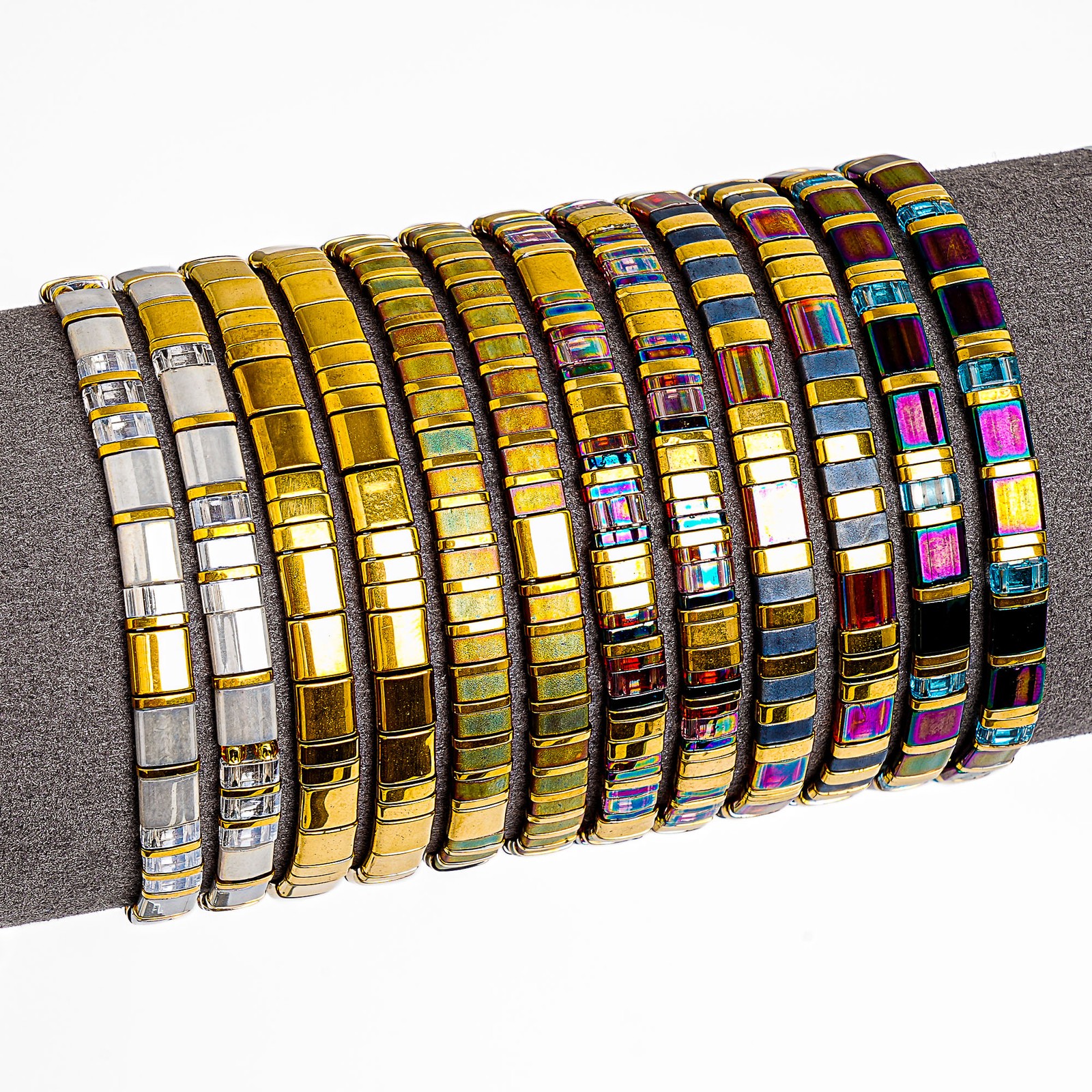 Tile Tila Bracelet,Stackable Boho Glass Bead Bracelets,Summer Jewelry-EGYPT GOLD
