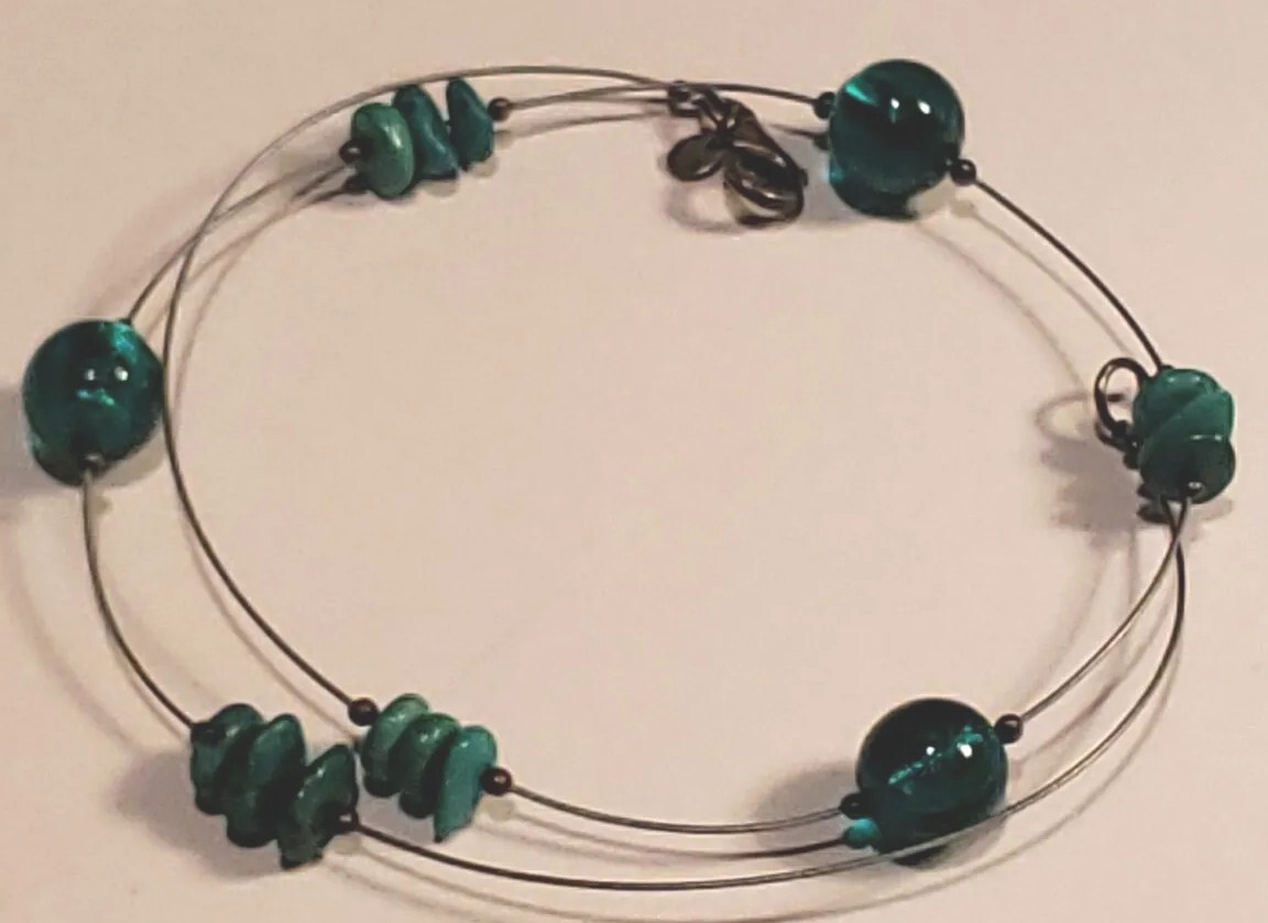 Silpada Rare N2353 Stabilized Turquoise Floating Wire Sterling Silver Necklace