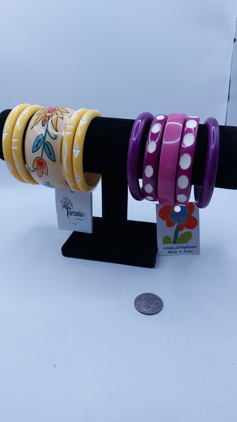 2 Bangle Bracelet Sets Spring Summer Yellow &Purple NWT