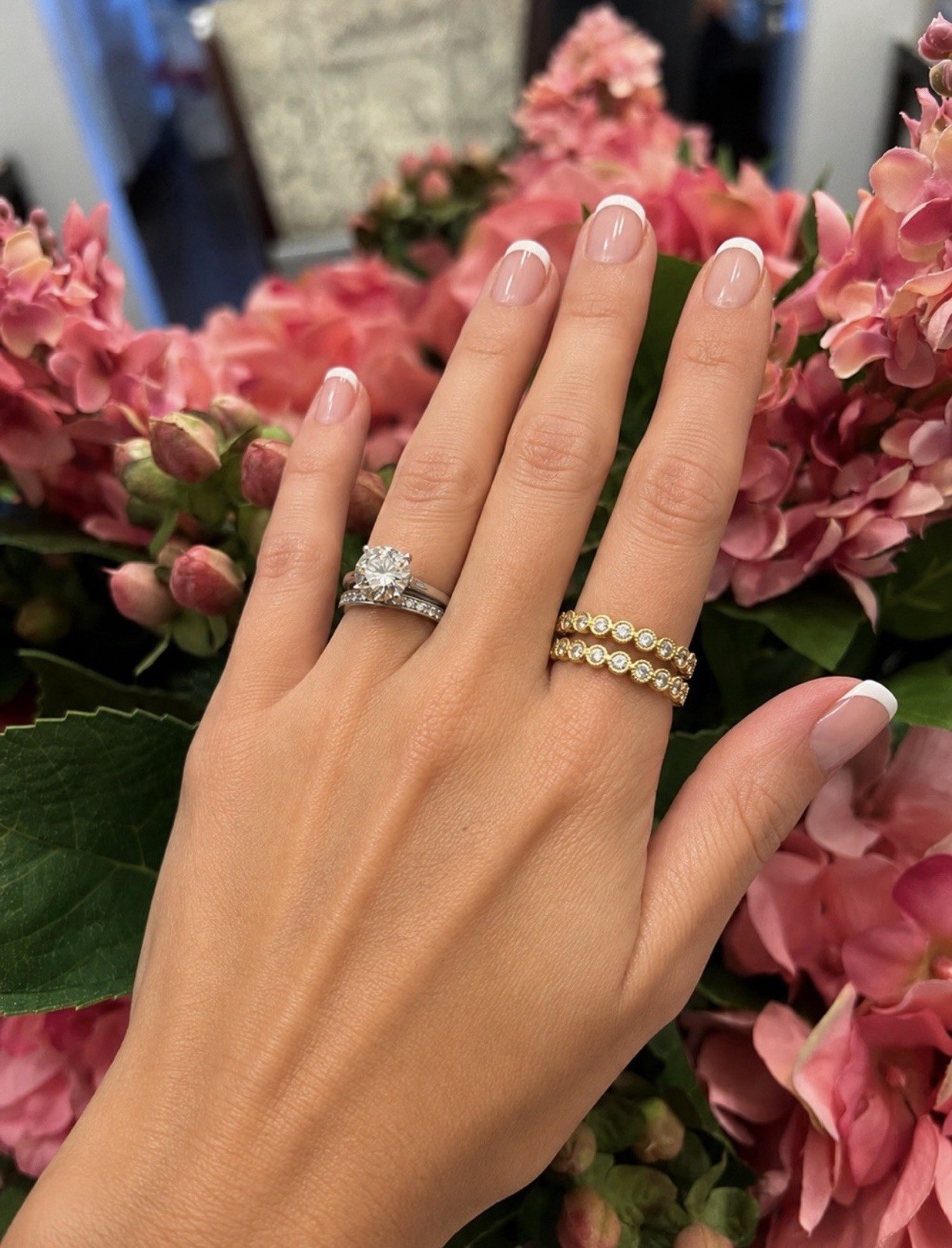 Freida Rothman (2) 925 Sterling Silver 14k Gold Bezel-Set CZStacking Rings