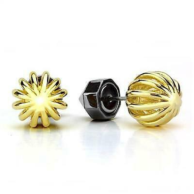 Yellow Gold & Black Ion Plated Stainless Steel Stud No Stone Earrings Tk3298