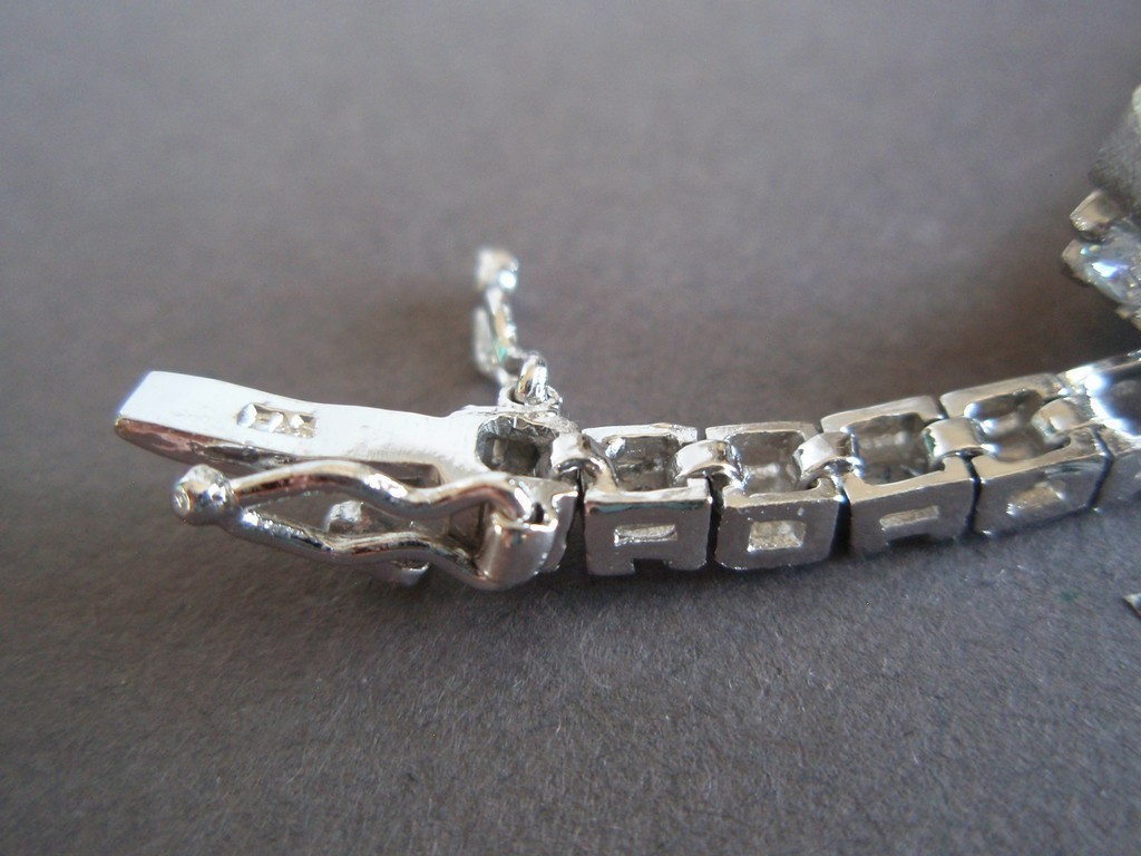 GORGEOUS Sterling Silver 925 White CZ Tennis Square Links Bracelet ~ 7 in
