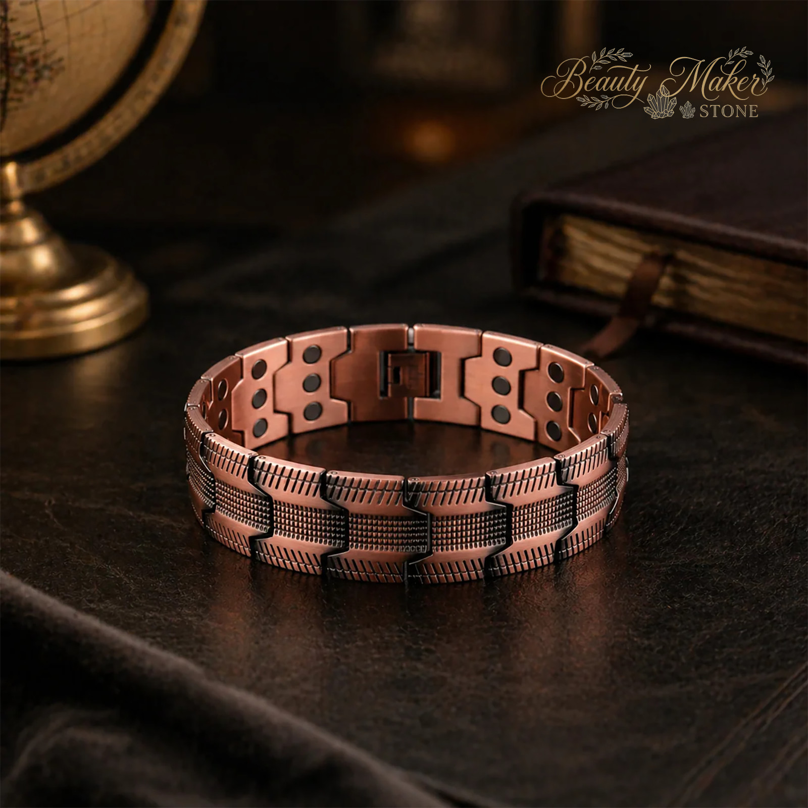 Men Vintage Copper Magnetic Bracelet Retro Link Wristband Classic Gift For Him