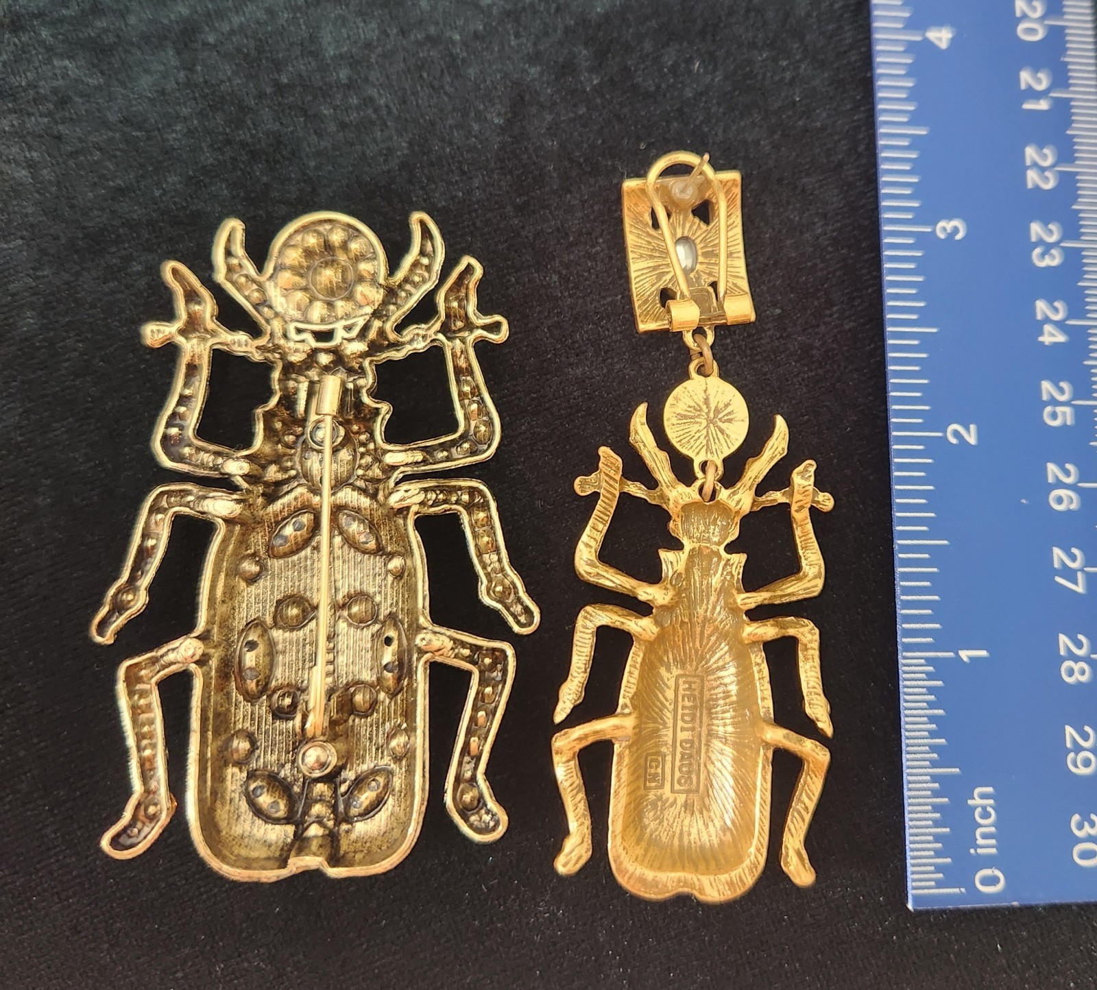 Heidi Daus Blue Beetle Brooch And Earring Set * Earrings Only Are SIGNED *