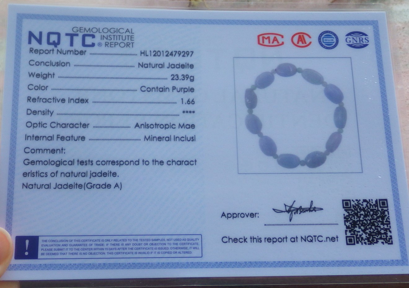 Video Certified Lavender Natural JADE JADEITE Bead Bangle Bracelet 132931 VS