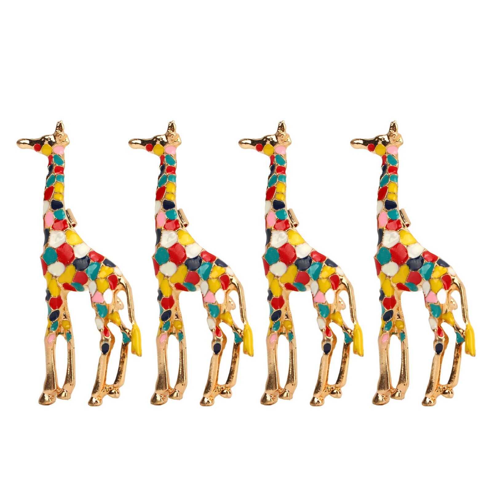 4Pcs Cartoon Giraffe Brooch Exquisite Colorful Elegant Aluminum Alloy Fashion