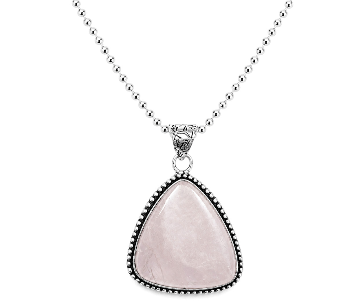 Natural Rose Quartz Necklace Large Pink Crystal Pendant Healing Stone 24 Inch