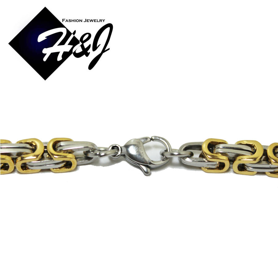 24″MEN Stainless Steel 4mm Silver/Gold Plated Box Link Chain CZ Cross Pendant*S7