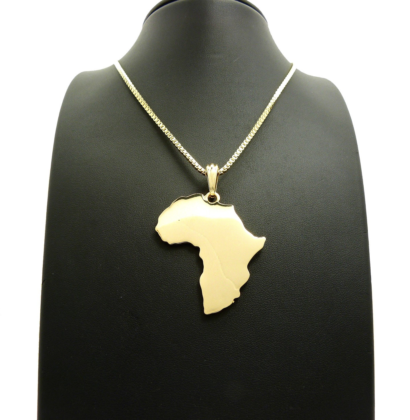 Polished Africa Map Shape Pendant 24″ Various Chain Hip Hop Necklace XSP647