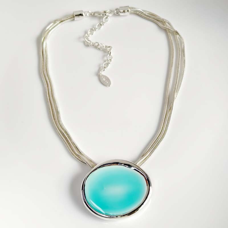 New 16″ Chicos Statement Oval Pendant Necklace Chic Women Party Vacation Jewelry