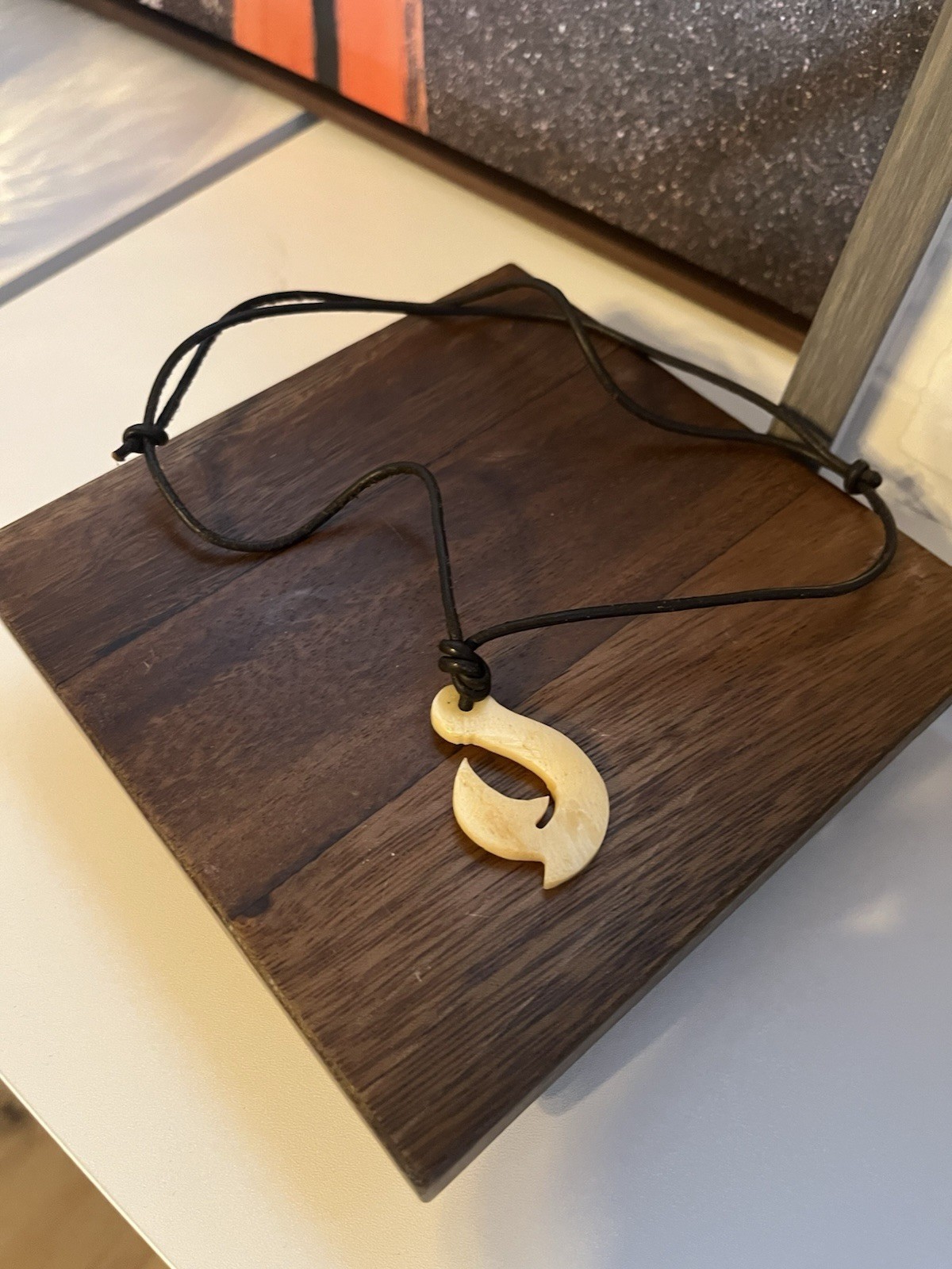 Adjustable Black Cord Necklace Slide Wood Amulet American Eagle lot of 3