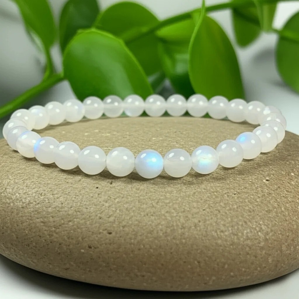 Natural Moonstone 4MM Round Bead Healing Reiki Gemstone Women Men Bracelet Gift
