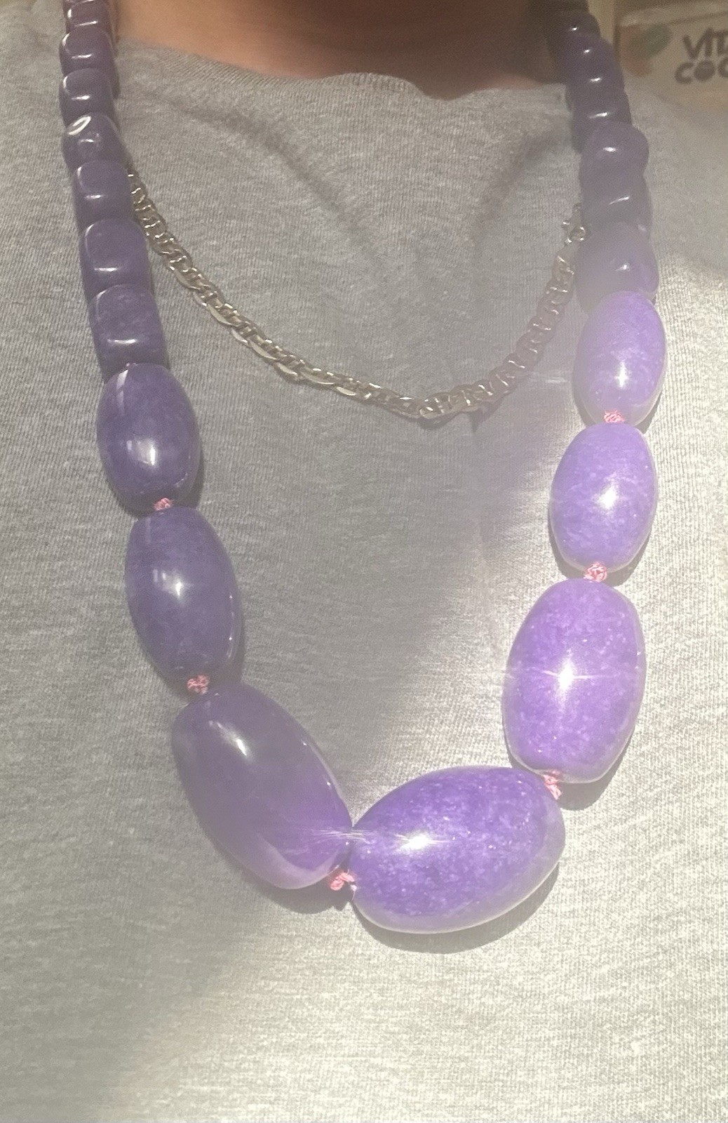 257 grams Sugilite Rare Vintage Necklace Handmade Handcut Beads Silver Clasp