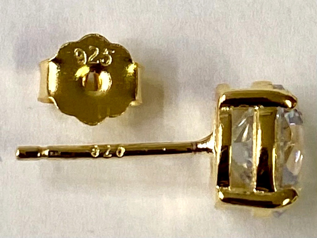 3.00cttw 100-Facet 18K Yellow Gold Clad Sterling Silver Stud Earrings