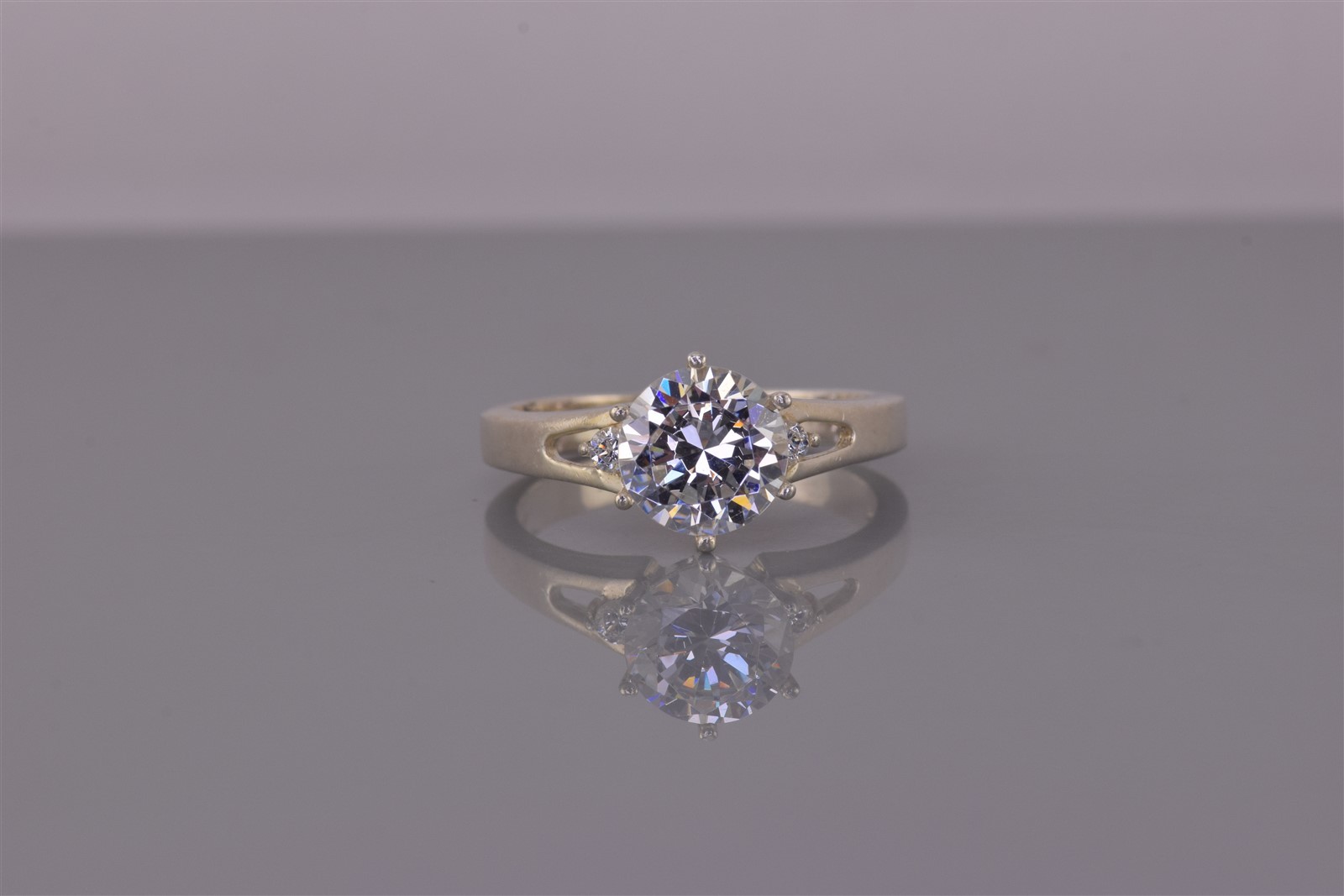 Diamonique Sterling Silver 9mm Cubic Zirconia Accent Split Band Ring 925 Sz: 10