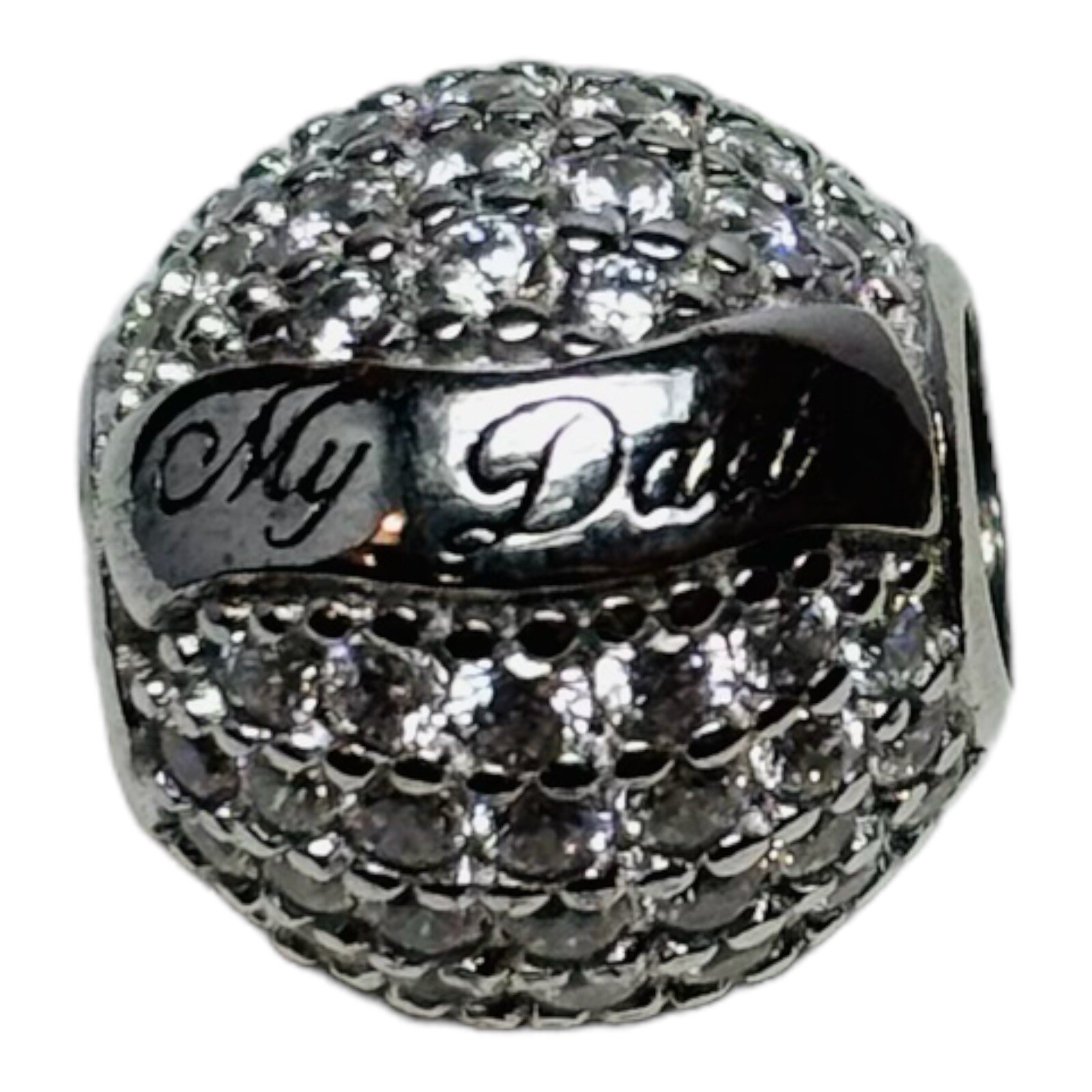 Gnoce Sterling 925 Silver My Dad My Hero CZ Bead Charm
