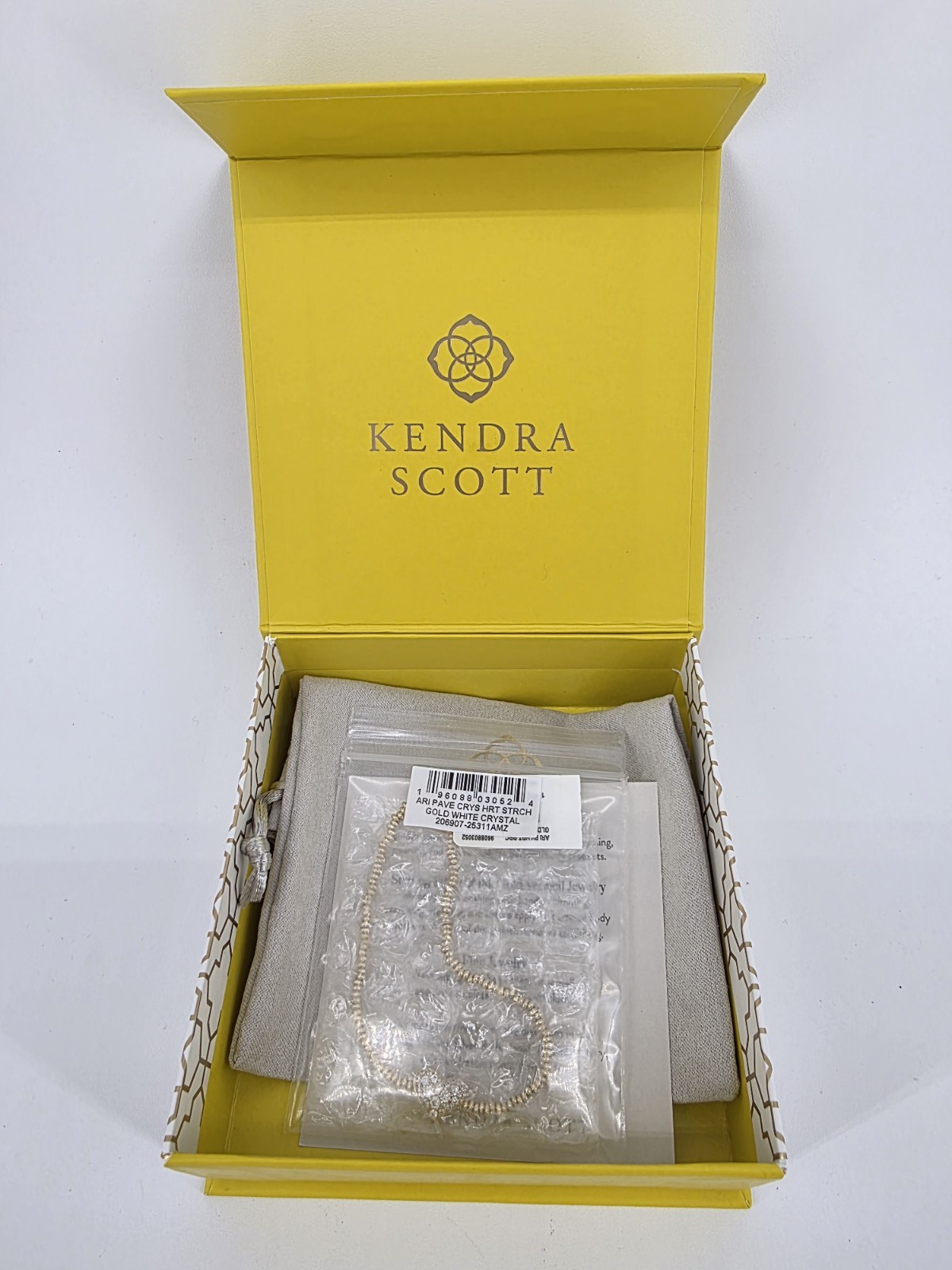 Kendra Scott Ari Pave Crystal Heart Stretch Bracelet Fashion Jewelry for Women
