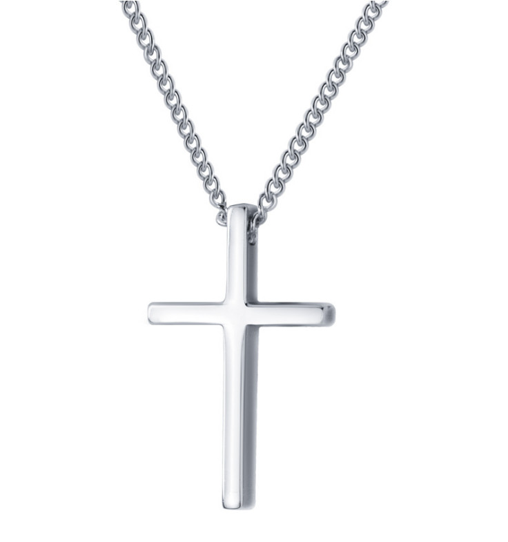 Stainless Steel Cross Plain & Simple Pendant Adjustable Necklace For Men Women