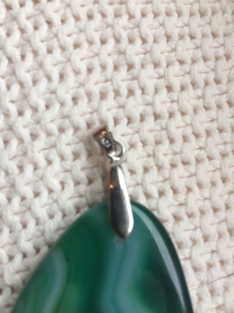 Green Banded Agate Pendant with 18KGP Bail (2.25” x 1.5” – Colorized?)