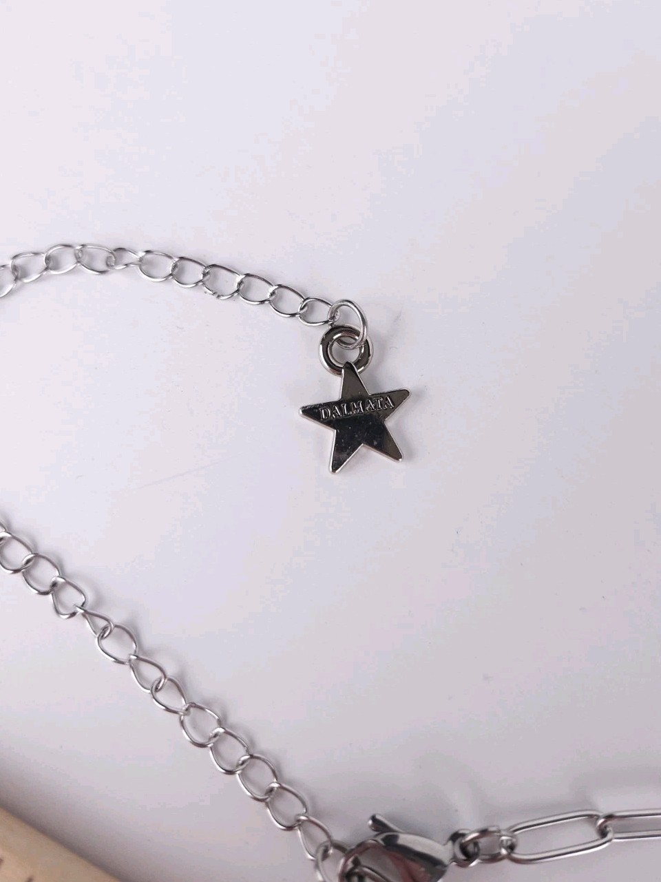Dalmata Silvertone Chain Necklace with Cowboy Hat Skull Drop Pendant
