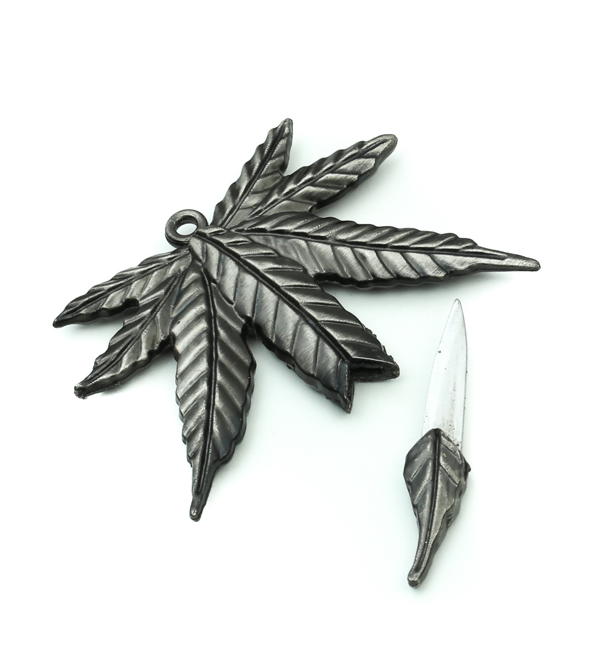 Knife Marijuana Weed Cannais 420 Pot Leaf Pendant 20″ Inch Steel Chain Necklace