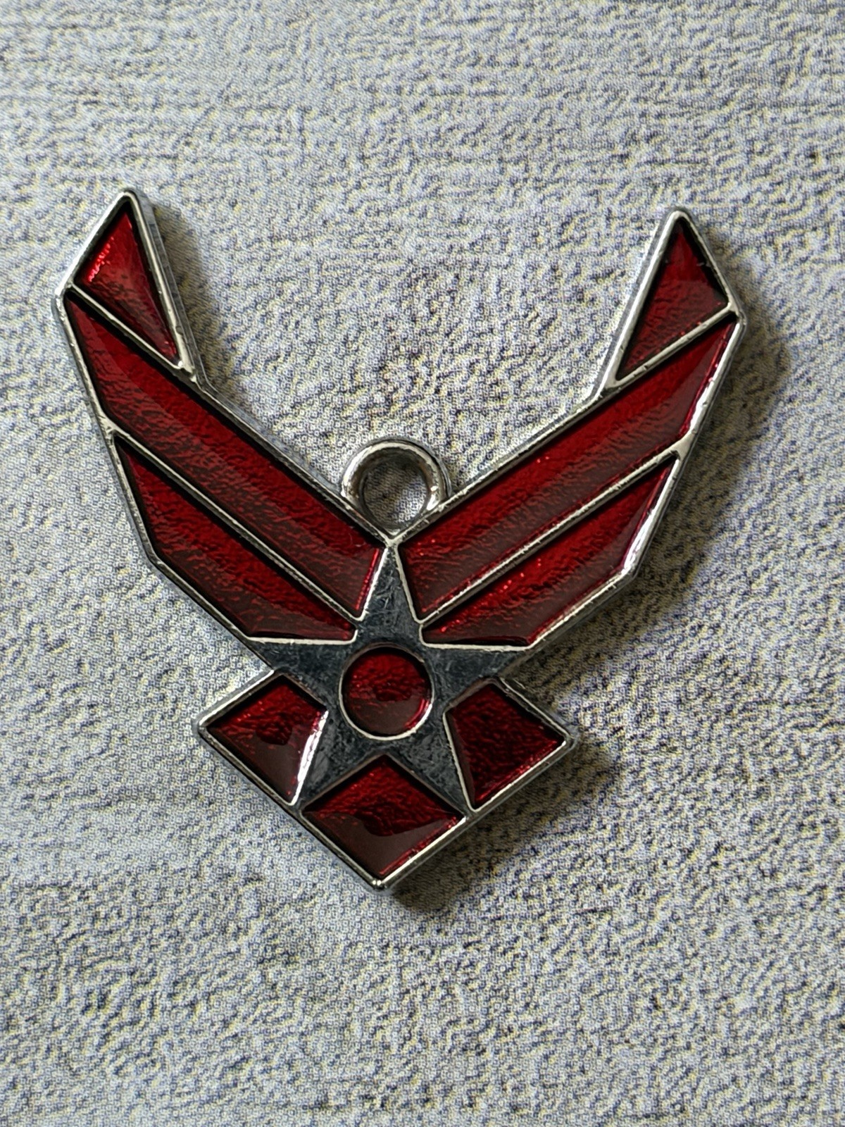 US Air Force Metal Charm Pendant Red & Silver Color