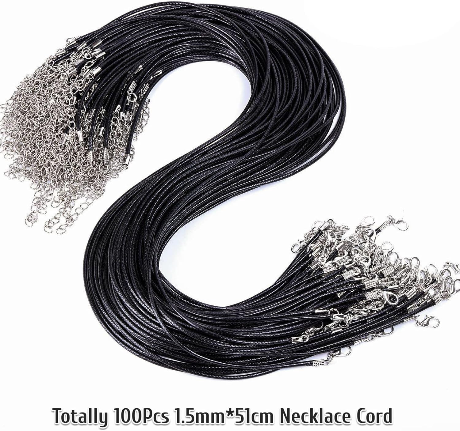 Necklace Cord Bulk, Waxed Necklace Chain, Black Waxed Necklace Cord String for J