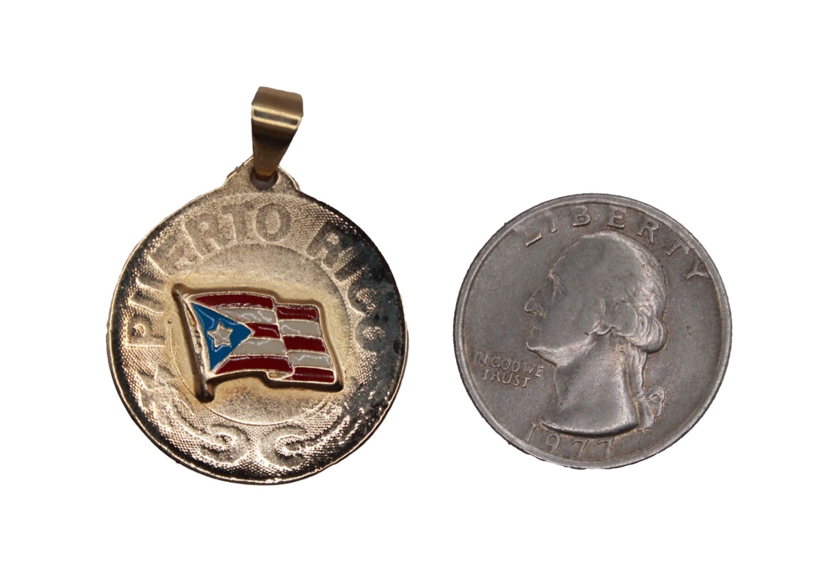 Puerto Rico Flag Pendant with 22 inch Chain 18k Gold Plated – Pto Rico Flag