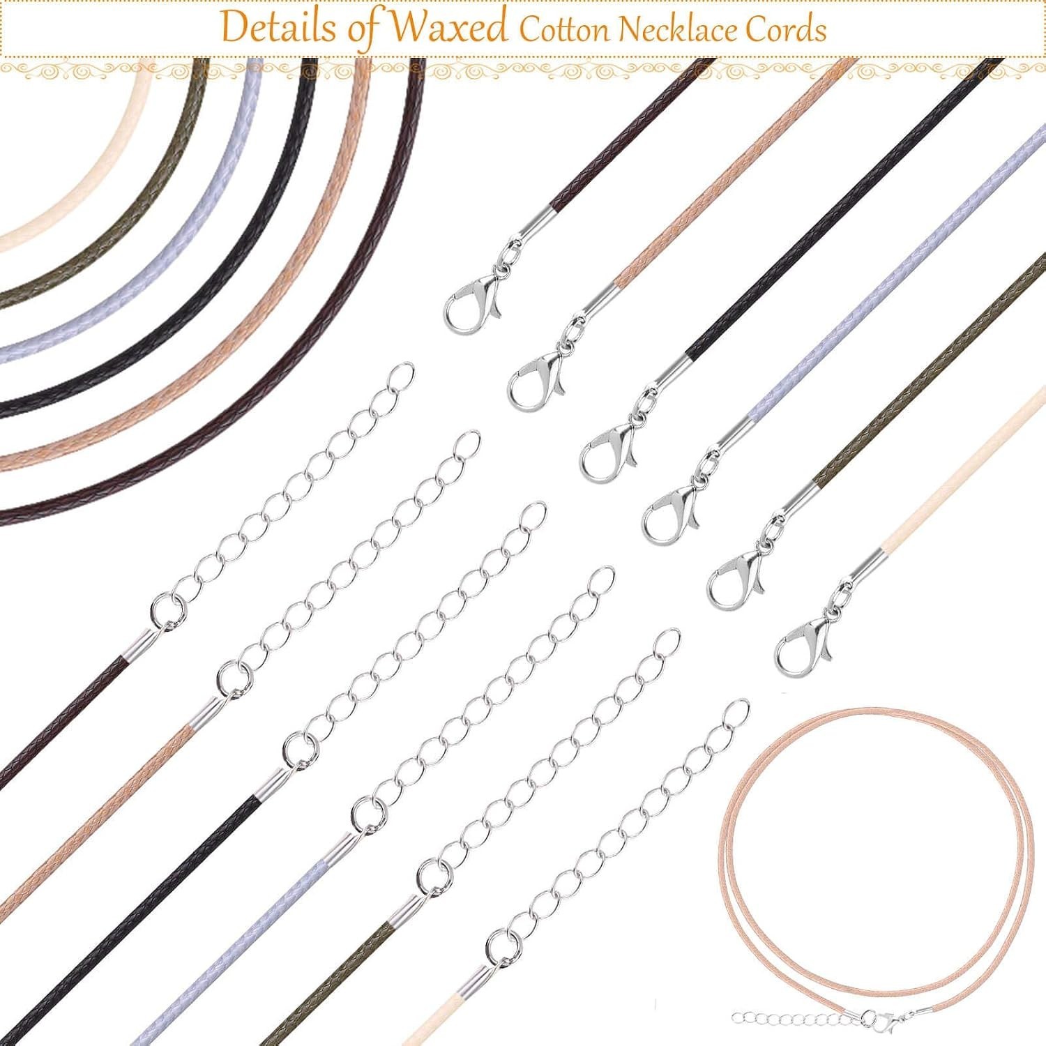 Bulk 100pcs Necklace Cord with Clasp for Jewelry Making and Bracelet Crafting