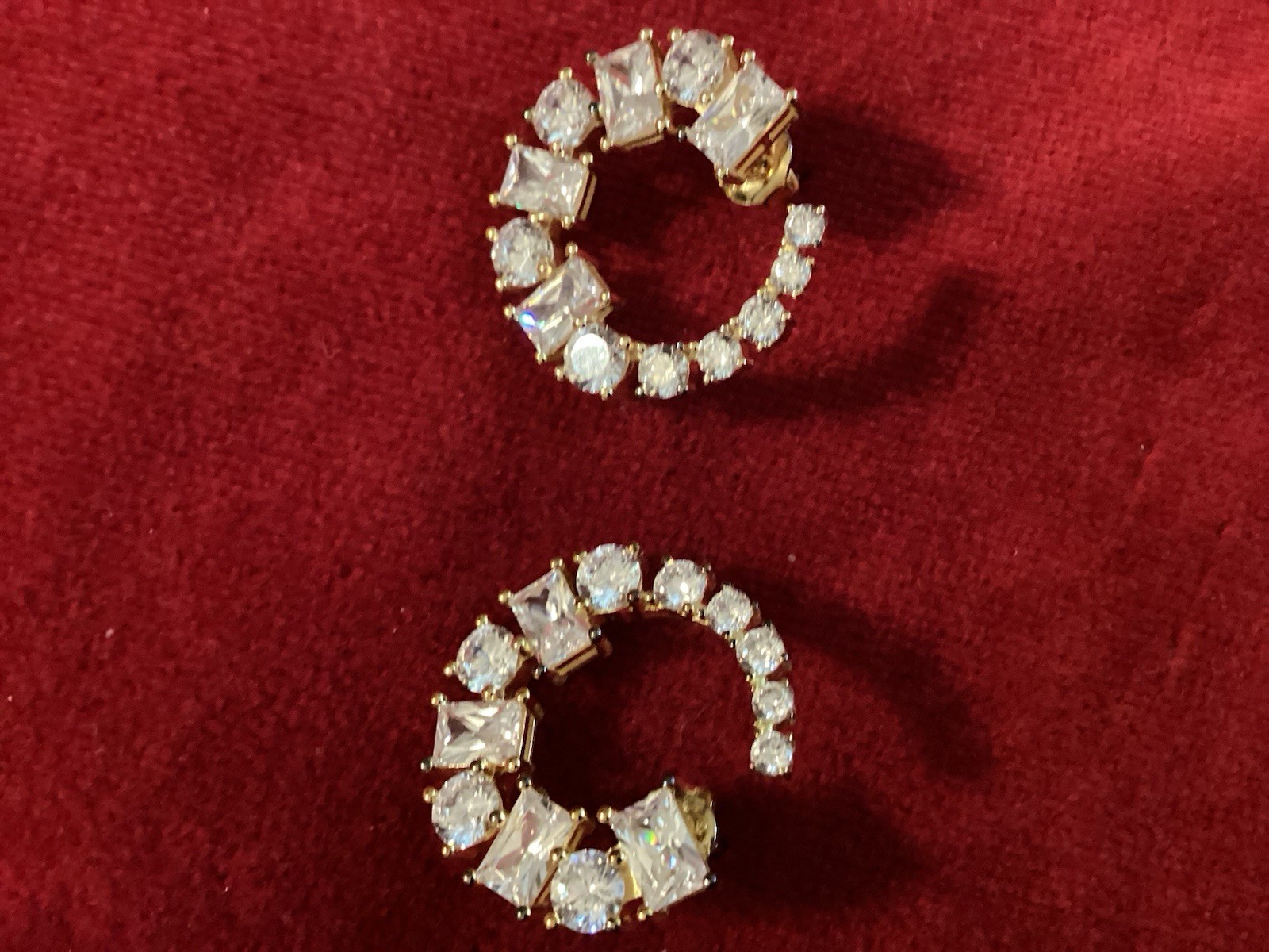 Sterling Silver 925 Silver Loop Earrings Cubic Zirconia New