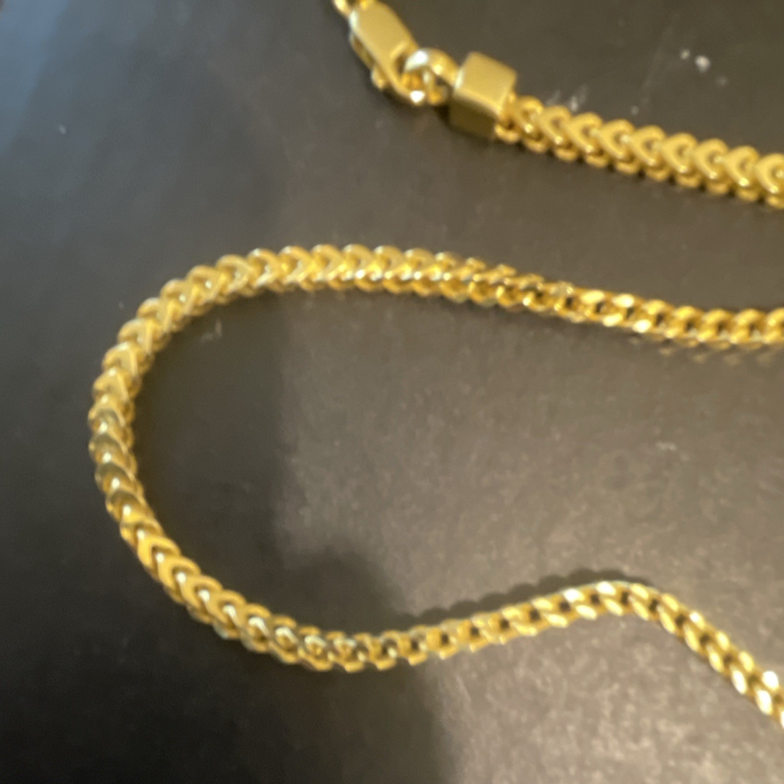 Gold over silver Box Link Chain Necklace with Lobster Clasp 24 inch 2.8mm