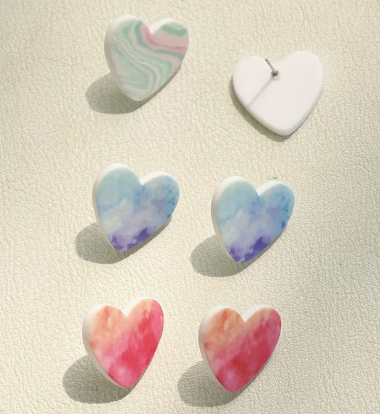 Tie dye herat stud earring set