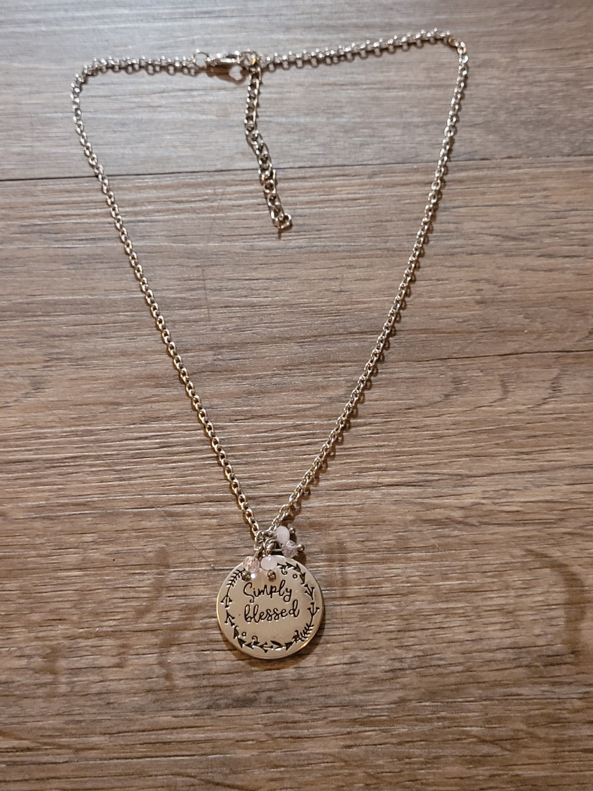 Silver Tone Pendant Necklace “Simply ” Blessed Lobster Clasp Women’s…