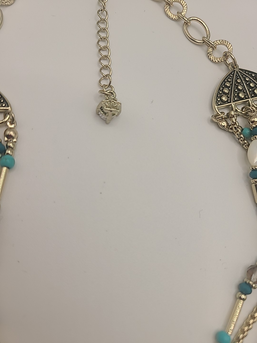 Signed Crown Charm 7 Layer Necklace Classic Style