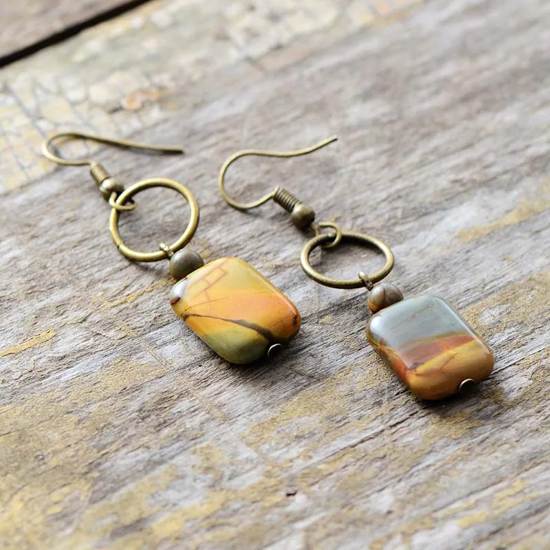 Bohemian Dangle Earrings with Natural Stone for Women