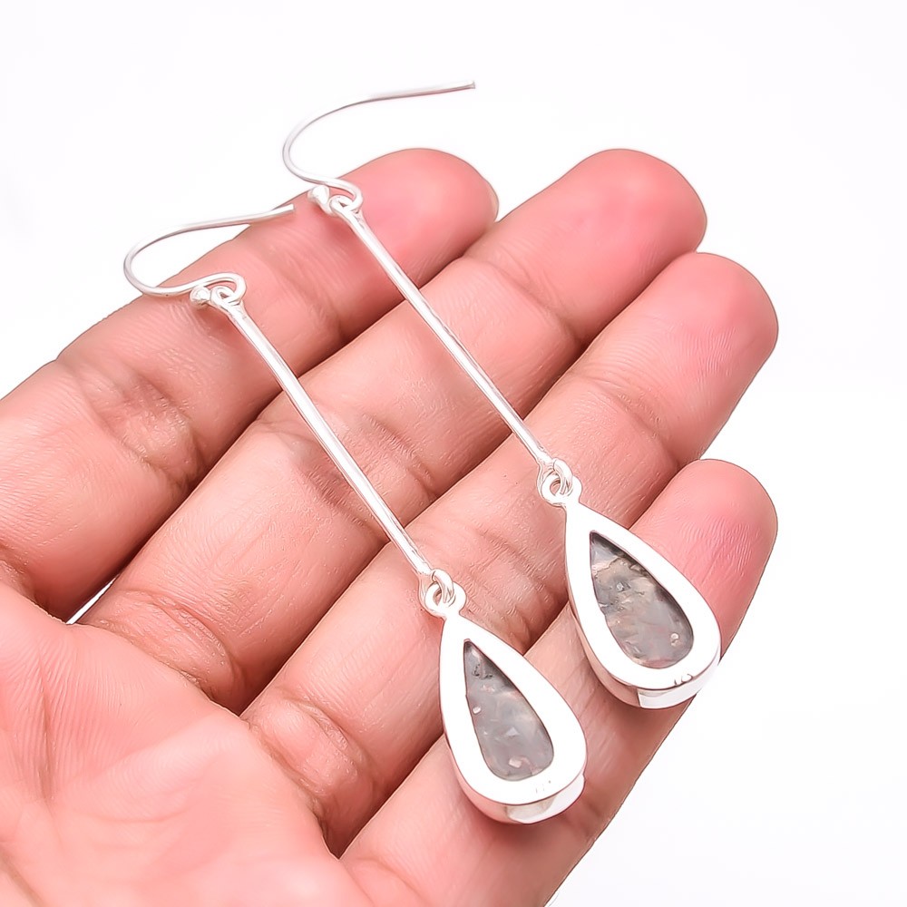 Asteroid Jasper – Madagascar Gemstone 925 Sterling Silver Earring 3.00″ Sku18