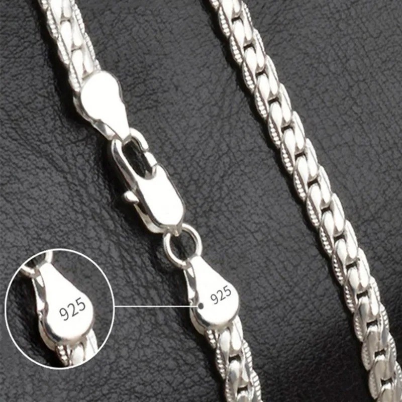 925 Sterling Solid Silver Chain Necklace Jewelry for Women Men Fashion Gift